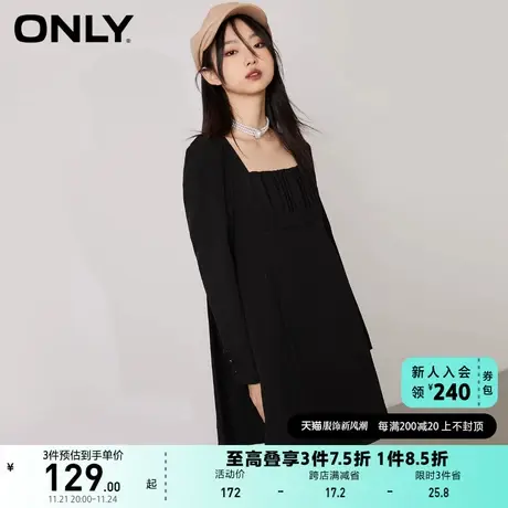 ONLY奥莱夏季法式方领时尚高腰修身显瘦短连衣裙女图片