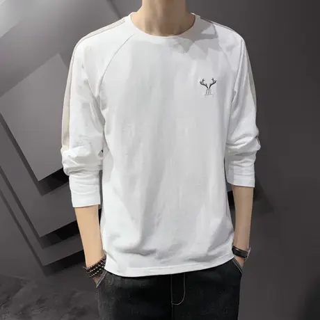 长袖t恤男士春秋季棉感内搭打底衫圆领卫衣韩版潮流ins春装上衣服商品大图
