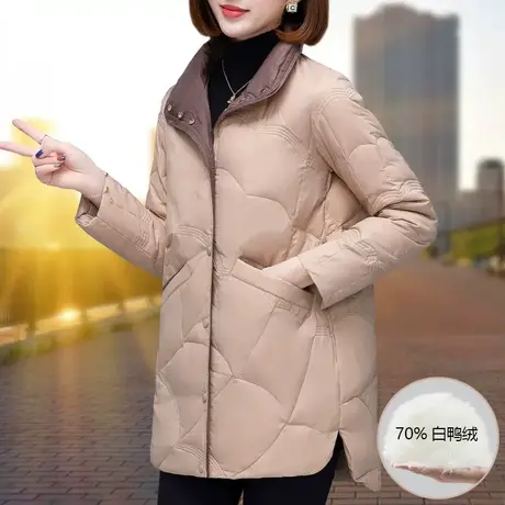 恋上17号羽绒服女白鸭绒中长款2022年新款冬季韩版轻便中年妈妈外图片