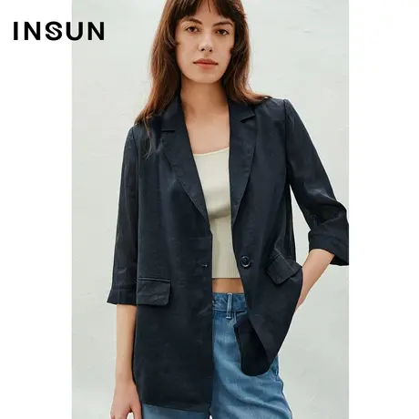 INSUN恩裳线上专选夏季丝麻料透气素雅西装外套图片