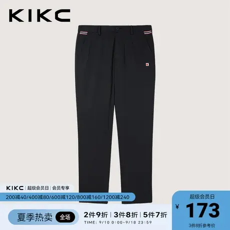kikc休闲裤男2023春夏新款商场同款字母刺绣潮流弹力百搭黑色长裤图片