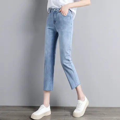 高腰九分直筒牛仔裤女夏季薄款2023新款小个子裤子窄版八分烟管裤图片