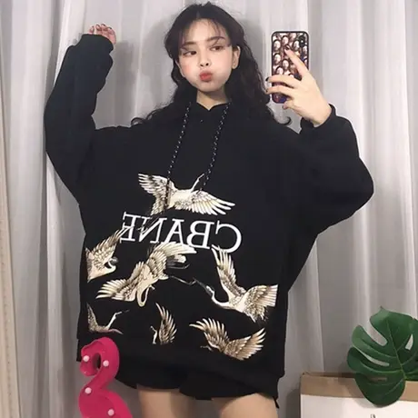 waitmore卫衣女秋冬加绒加厚宽松韩版bf慵懒风chic港味外套潮ins商品大图