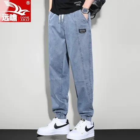 男士牛仔裤夏季薄款宽松潮牌九分裤2023新款夏天工装束脚裤子男款商品大图