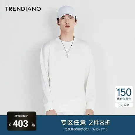 TRENDIANO官方男装秋季新款印花圆领长袖卫衣男商品大图