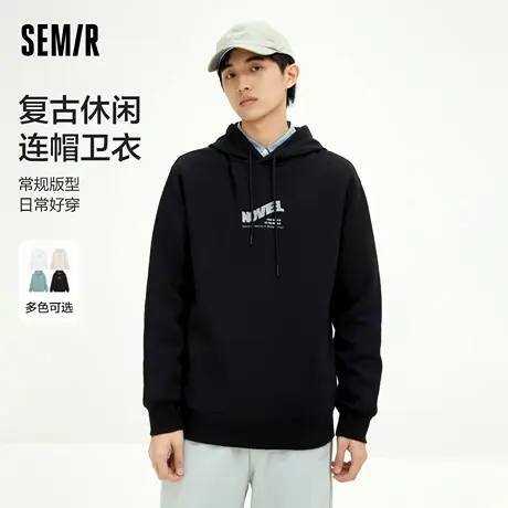 森马卫衣男字母印花圆领情侣装简约日常休闲舒适通勤风圆领上衣图片