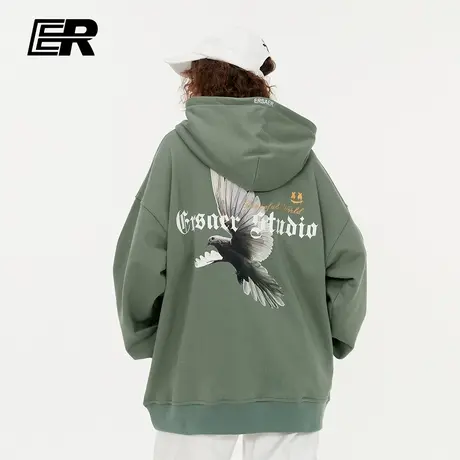 er 和平鸽重磅连帽卫衣男秋冬季ins潮牌美式宽松字母情侣帽衫外套图片