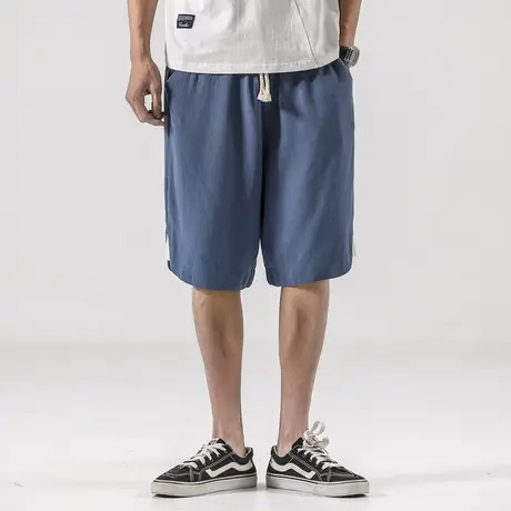 夏季亚麻短裤刺绣男五分裤宽松青年中国风复古直筒男装大码休闲裤商品大图