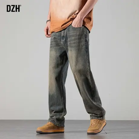 男士复古水洗牛仔裤男大码宽松2024新款春季直筒裤阔腿裤男款裤子商品大图