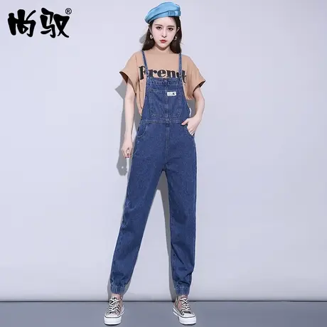 2024年新款牛仔背带裤女小个子洋气减龄网红休闲宽松显瘦束脚套装图片