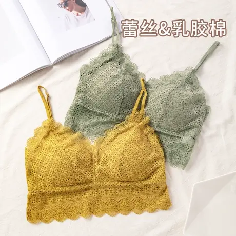 内衣女文胸薄款夏季抹胸大胸显小美背性感无钢圈蕾丝法式乳胶小胸图片