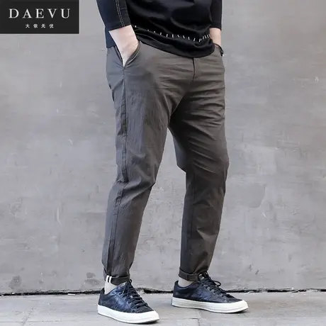 大山E店春新款日系棉感大号潮胖子小脚弹力加肥加大码男士休闲裤商品大图