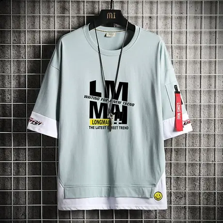 男士短袖t恤潮牌ins五分袖宽松潮流体恤男装上衣夏季学生纯棉半袖商品大图