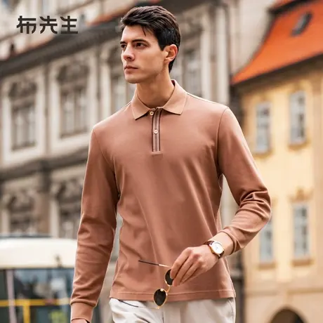 MrBu布先生蓄热保暖长袖Polo衫2023新款两粒扣扁机领t恤男BT12292图片