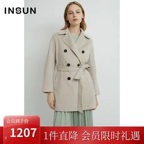 恩裳2022冬季经典双排扣设计通勤一手长百搭毛呢外套图片