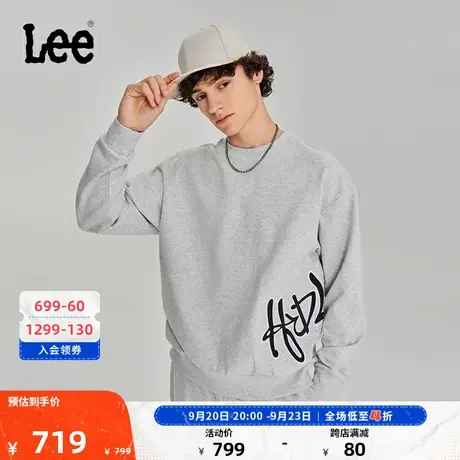 Lee商场同款23秋冬新品舒适版圆领字母长袖男卫衣潮LMT006239CRU图片