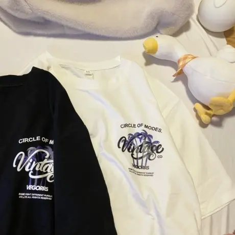 港风短袖t恤女宽松韩版休闲洋气原宿风体桖2023新款夏季半袖ins潮商品大图