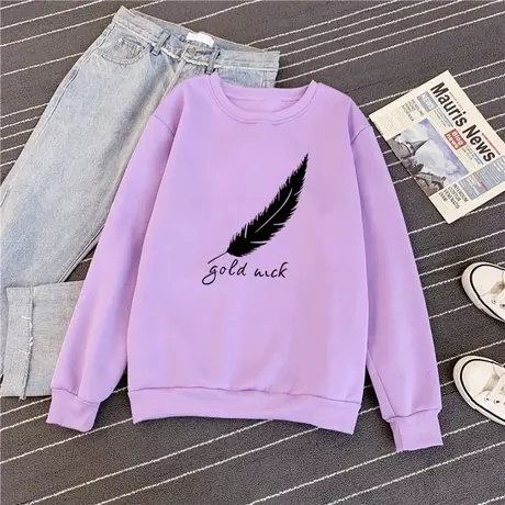 卫衣2023新款女秋冬加绒加厚情侣款ins韩版百搭纯色宽松套头上衣图片