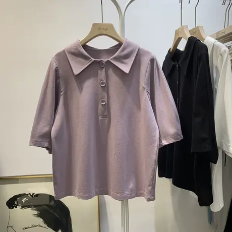 短袖t恤女2020夏季新款韩版ins潮洋气娃娃领POLO衫宽松减龄上衣服图片