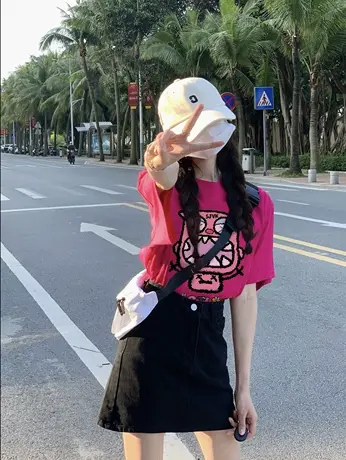 纯棉小众设计感短袖t恤女ins潮春装2023新款小个子百搭宽松上衣夏商品大图