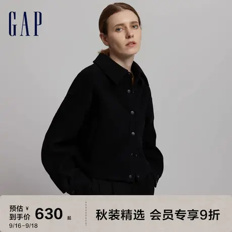 Gap女装秋季2023新款羊毛混纺短款箱型夹克811081洋气廓形外套图片