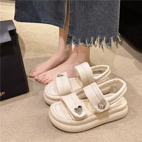 凉鞋女2023夏季新款韩版厚底松糕时尚露趾罗马度假海边小众沙滩鞋图片