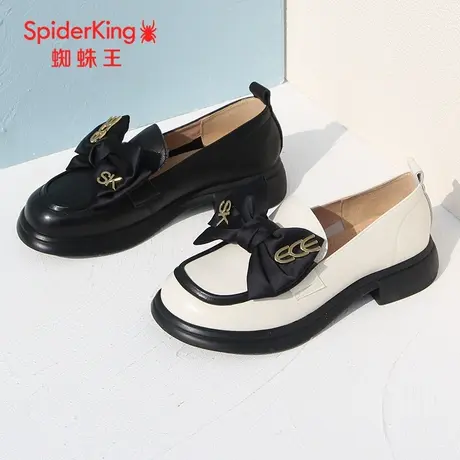 SPIDER KING/蜘蛛王乐福鞋女真皮2023春商场新款皮鞋女蝴蝶结单鞋图片