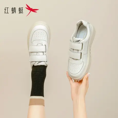 红蜻蜓女鞋新款2023秋冬爆款魔术贴小白鞋高级感运动休闲白色板鞋商品大图