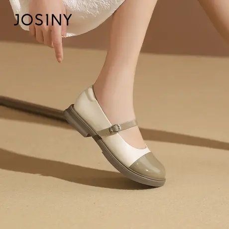 Josiny/卓诗尼玛丽珍鞋2023秋季新款小香风平底一字带配裙子单鞋商品大图