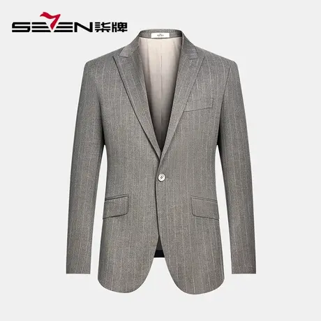 【商场同款】柒牌条纹西装套装男2023春季新款时尚休闲戗驳领礼服图片
