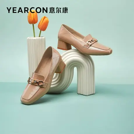 意尔康官方旗舰店正品女鞋秋季乐福鞋女休闲方头粗跟outlets商品大图