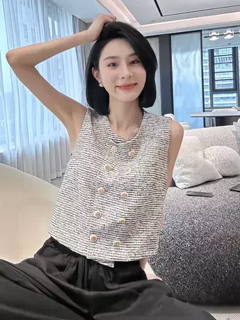 小香风马甲外套欧货女夏2023新款高级感气质时尚百搭名媛无袖上衣商品大图