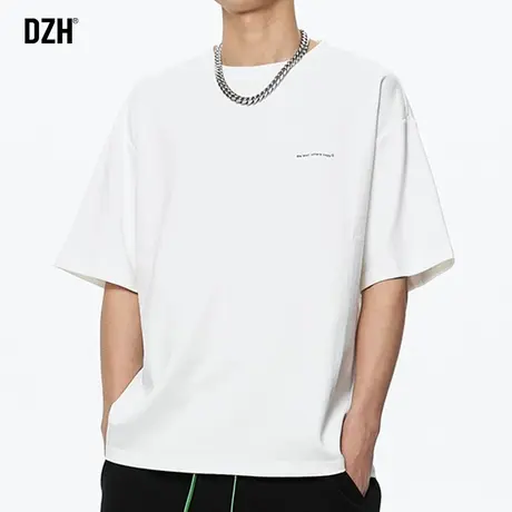 男生白色重磅t恤男短袖潮牌超火百搭圆领上衣宽松半袖体恤衫男装商品大图
