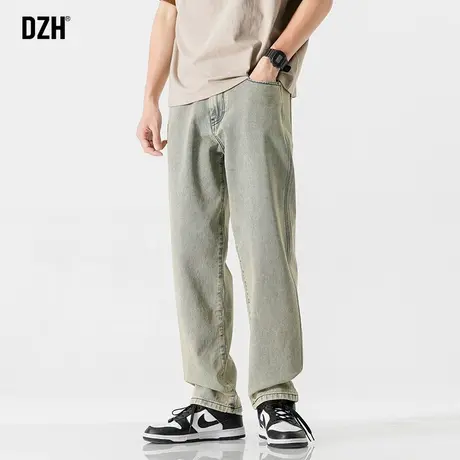 男士美式黄泥牛仔裤男款高街复古休闲裤潮牌裤子男宽松长裤直筒裤商品大图