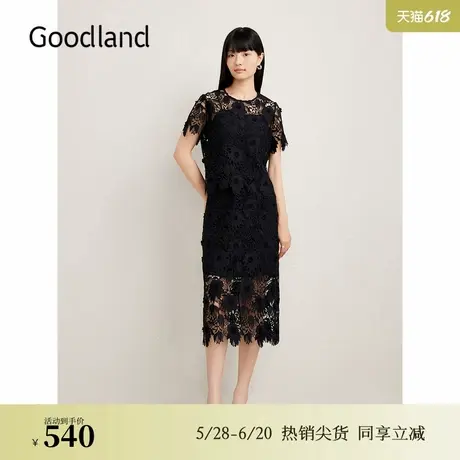 Goodland美地夏季浮雕艺术花卉镂空蕾丝衬衫法式上衣图片