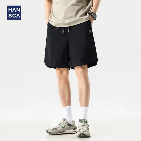 hansca四面弹超薄冰丝休闲短裤男2025夏季速干凉感透气运动五分裤商品大图