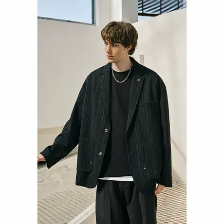 Lilbetter肌理提花西装男春季高级感复古外套宽松廓形绅士风西服商品大图