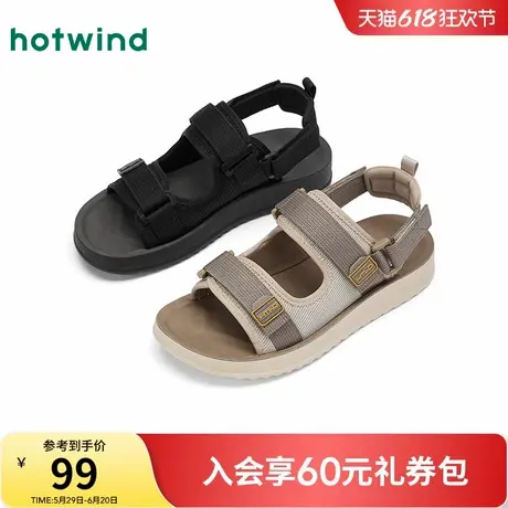 热风男鞋2025年夏季新款男士时尚魔术贴户外休闲凉鞋轻便沙滩鞋商品大图