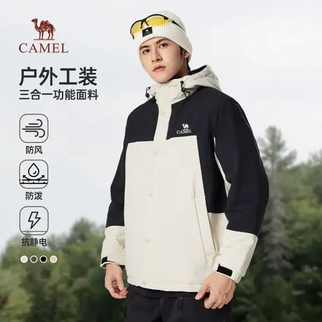 骆驼男装工装夹克棉服男冬季2025新款摇粒绒情侣加厚保暖防水外套商品大图