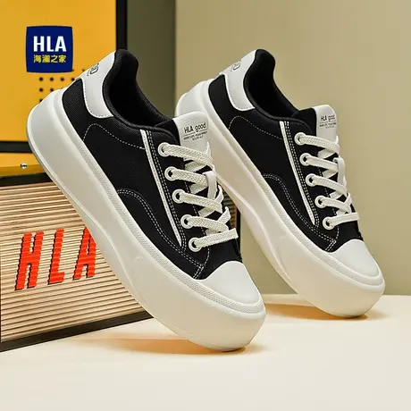 HLA/海澜之家男鞋新款夏季经典百搭厚底休闲布鞋耐磨增高帆布鞋男商品大图