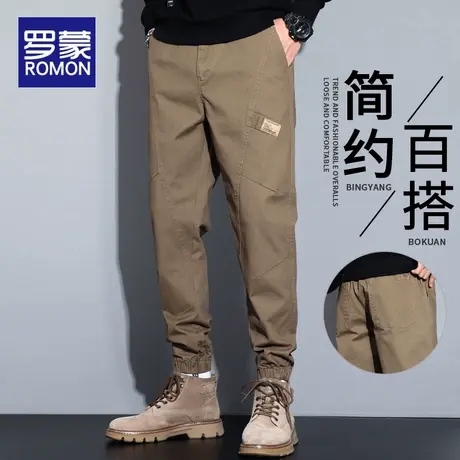 罗蒙男士休闲裤2025新款工装九分裤潮牌宽松春秋季男装束脚长裤子商品大图