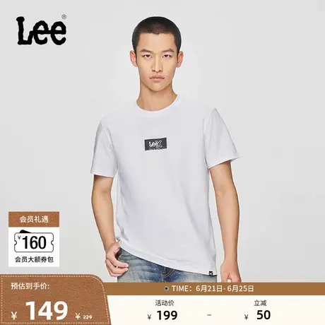 Lee25春夏新品标准版圆领矩形Logo印花摩登中性男短袖T恤休闲潮流商品大图