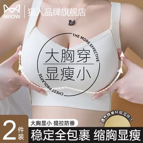 猫人大胸显小胸内衣女聚拢收副乳防下垂全罩杯束胸薄款无钢圈文胸商品大图