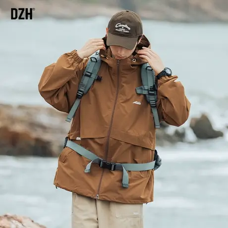 男士山系机能冲锋衣外套男秋季登山服防风衣2023新款男装工装夹克商品大图