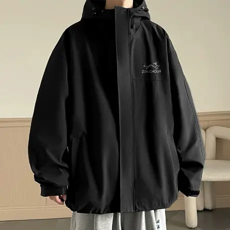 三合一冲锋衣外套男连帽春秋季潮牌户外运动登山夹克防风防水褂子商品大图