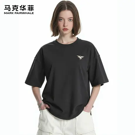 马克华菲 deer 暗黑骑士印花体恤男夏季宽松重磅美式短袖t恤女生商品大图
