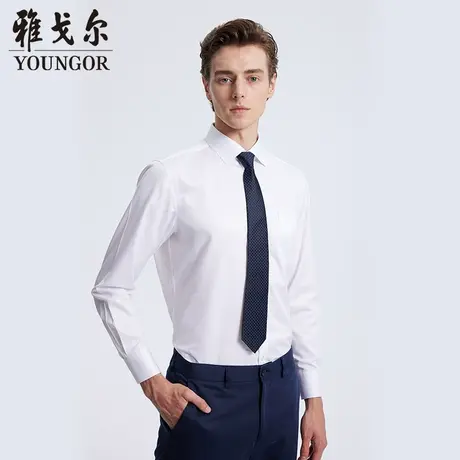 雅戈尔奥莱 男装秋季纯棉白色DP免烫衬衣青年通勤商务长袖衬衫商品大图