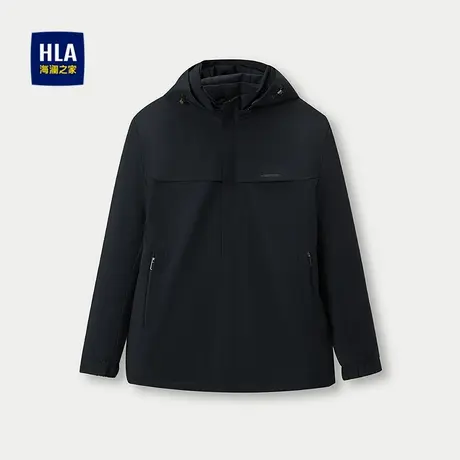 HLA/海澜之家抽绳连帽夹克25秋冬新款时尚字母印花休闲保暖外套男图片
