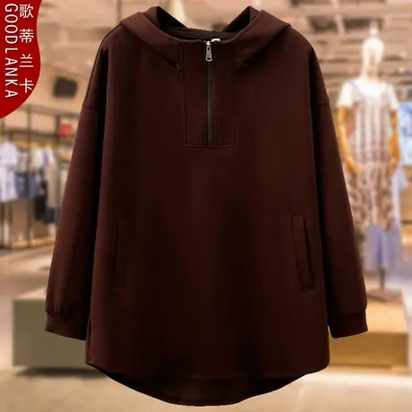 加肥加大码中年妈妈春秋卫衣女200斤宽松时尚妈妈装连帽休闲外套商品大图