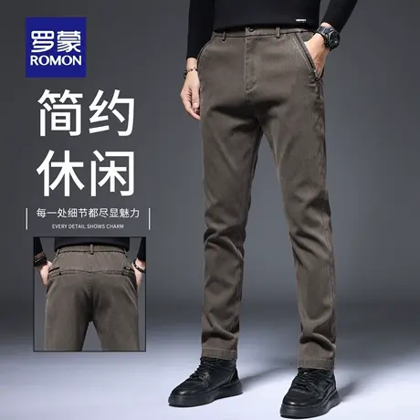 罗蒙秋季2025新款休闲裤男士修身直筒裤弹力百搭抗皱长裤子男N1Z商品大图